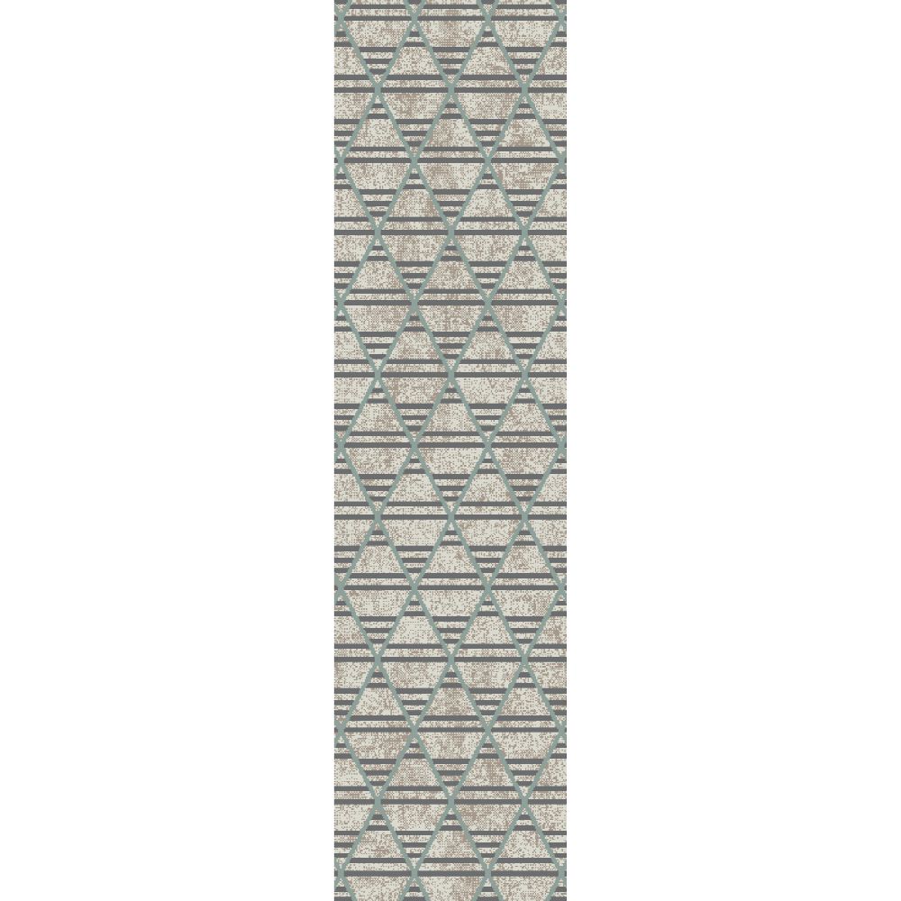 Dynamic Rugs 1156-895 Robin 2 Ft. X 7.7 Ft. Finished Runner Rug in Taupe/Dark Grey/Light Blue